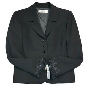 Tahari Arthur S. Levine Women's Sz 10 Black Suit Blazer Jacket w/Embellished NWT